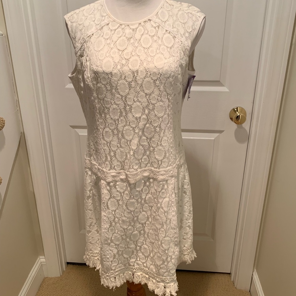 NWT, Nanette Lepore white lace dress, size 12